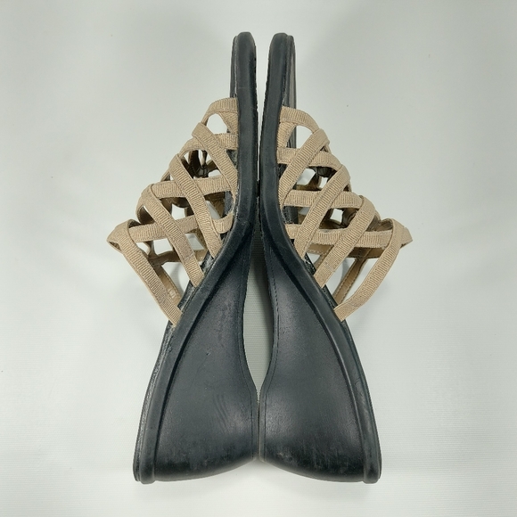 Penmans Black Tan Slip On Wedge Heel Sandals Size 8.5 - Picture 7 of 10